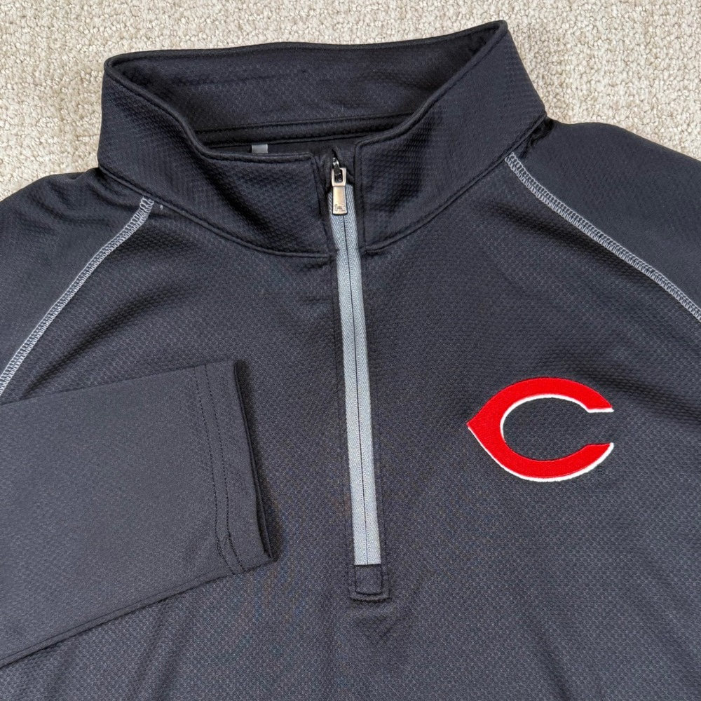 Under Armour Mens Large Cincinnati Reds Black 1/4 Zip Performance Pullover MLB